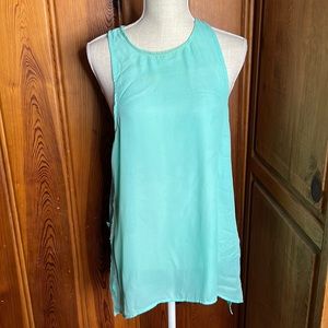 NWT Saće Fashion Button Sides Sheer Teal Sleeveless Blouse
